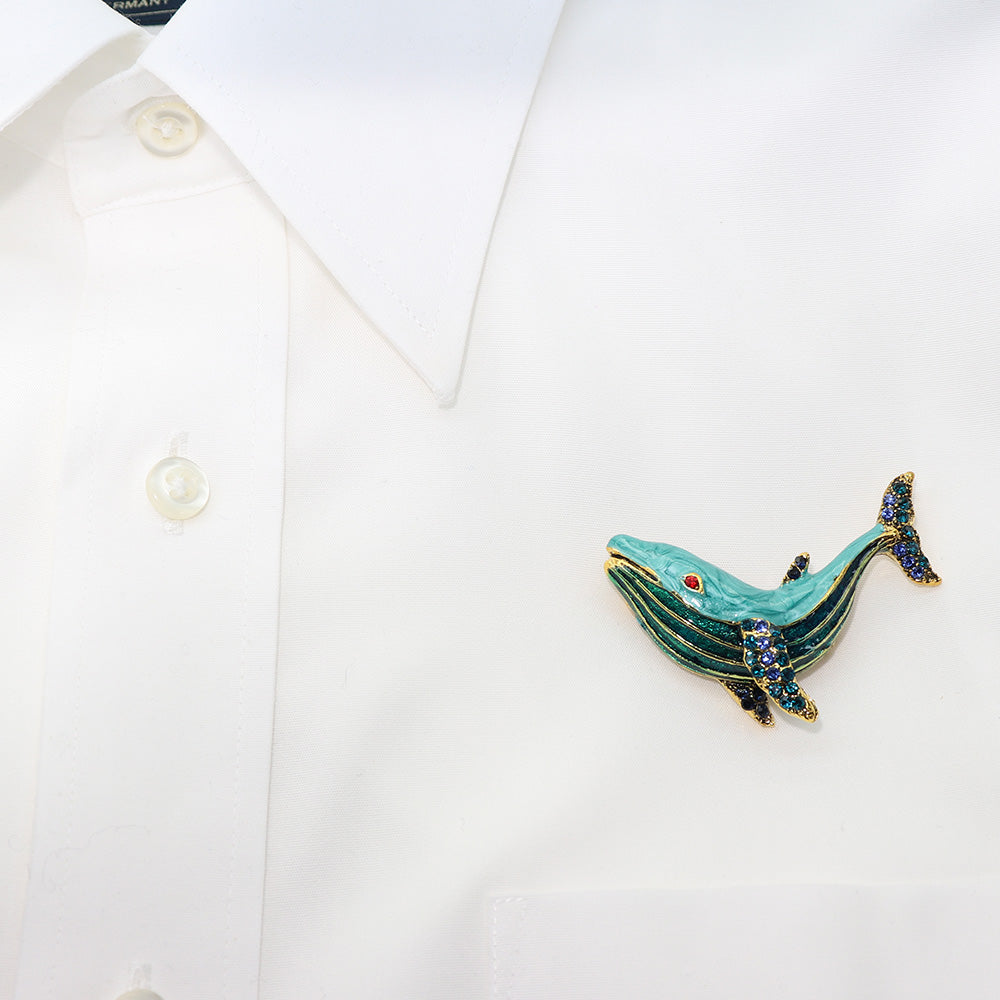 【送料無料】ブルー クジラ ブローチ ファッション 2WAY ペンダント コサージュ ピン エレガント 可愛い おしゃれ アクセサリー プレゼント 贈り物 メンズ レディース 子供 ジュエリーカフス専門店