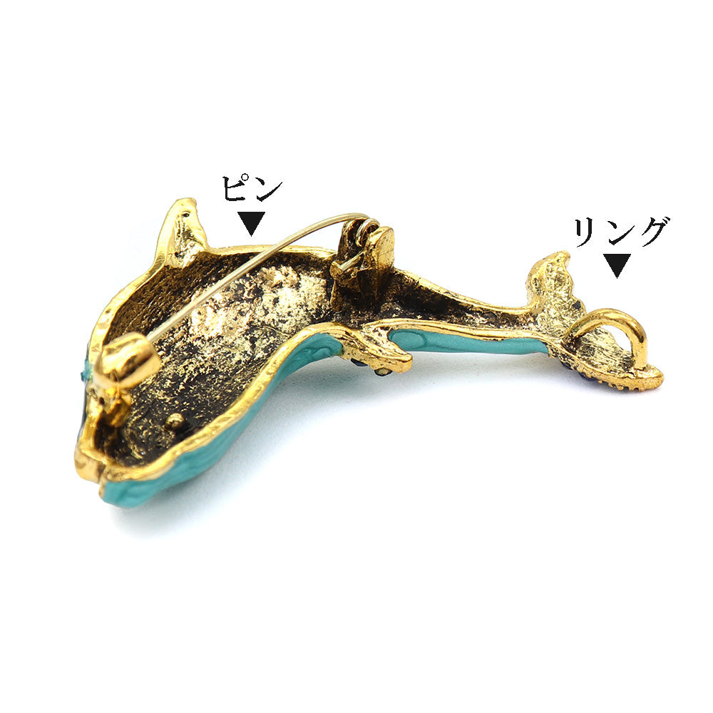 【送料無料】ブルー クジラ ブローチ ファッション 2WAY ペンダント コサージュ ピン エレガント 可愛い おしゃれ アクセサリー プレゼント 贈り物 メンズ レディース 子供 ジュエリーカフス専門店
