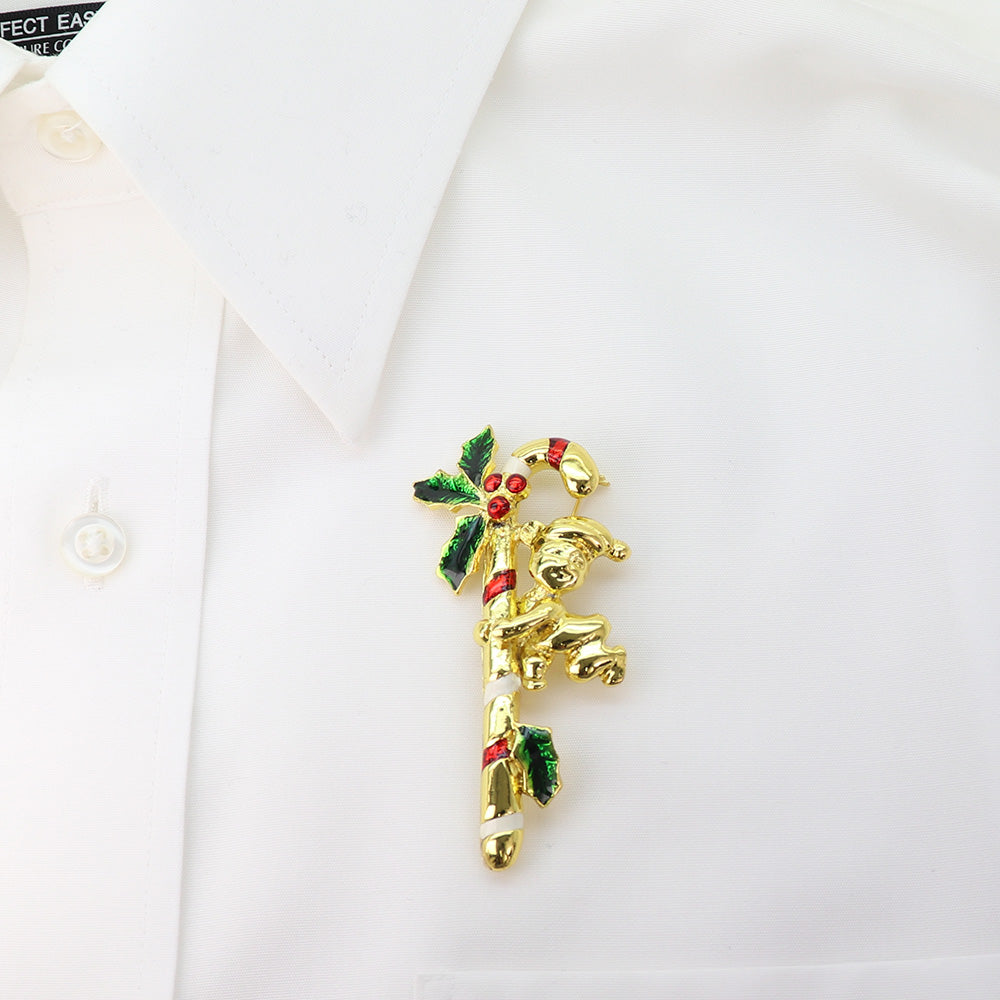 【クリスマスを盛り上げる】ステッキ ブローチ クリスマス イベント ファッション ピン 可愛い おしゃれ アクセサリー プレゼント 贈り物 メンズ レディース 子供 ジュエリー カフス専門店
