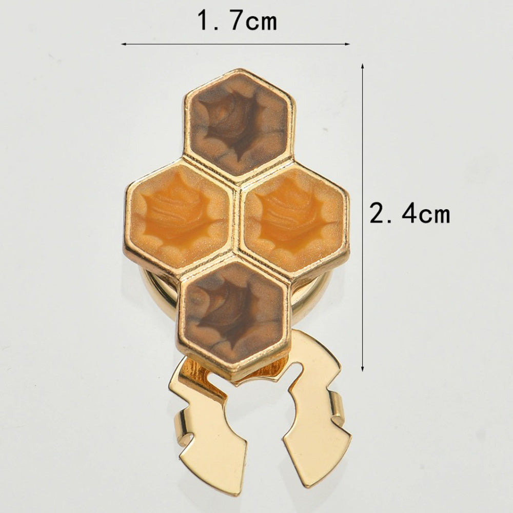 【ビー＆ハニーシリーズ】ハチの巣 六角形モチーフ ハニカムデザイン ミツバチ ボタンカバー メンズ レディース シャツ 鞄 帽子 小物 アクセサリー ギフト プレゼント パーティー