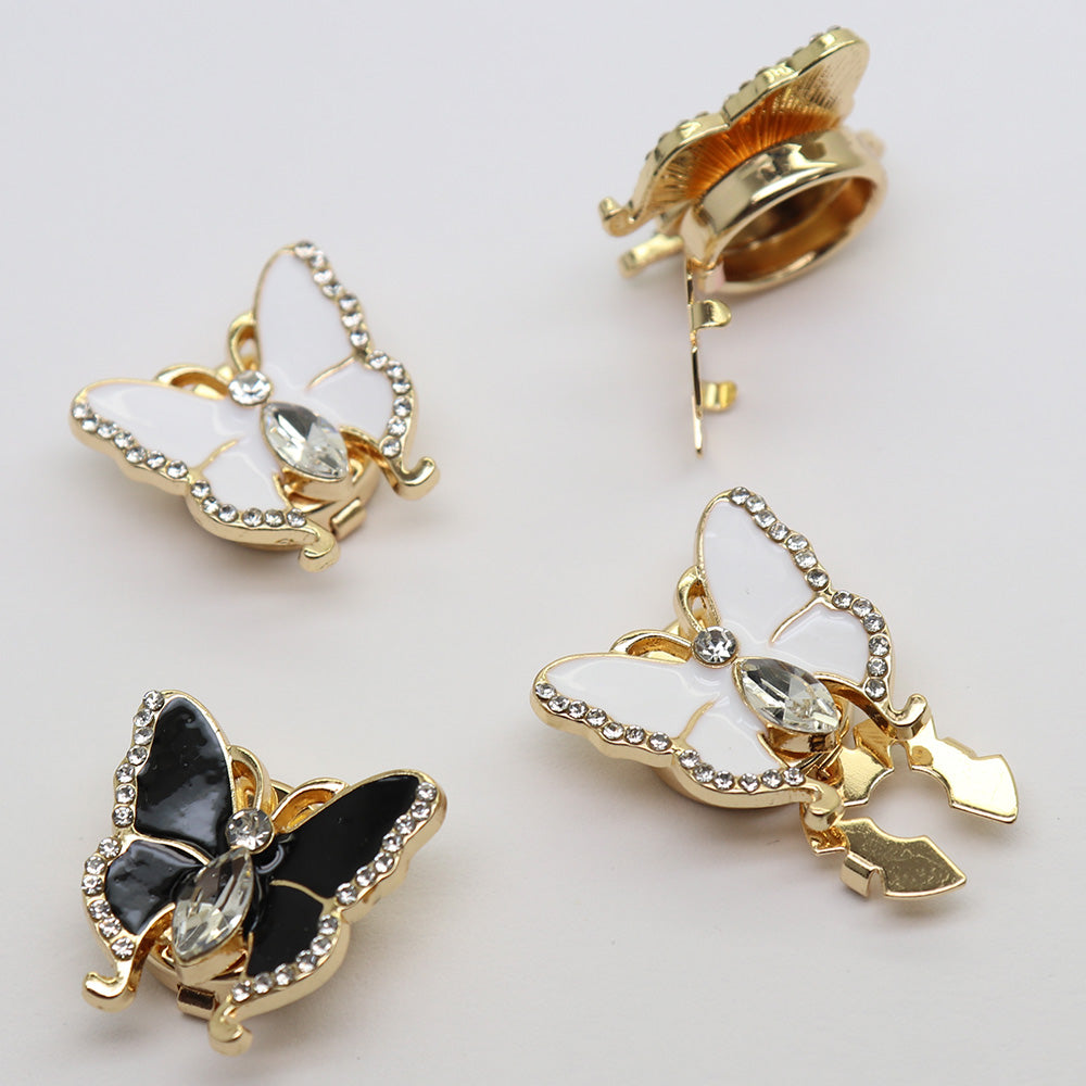 【ブラック】ちょうちょ 蝶々 バタフライ ボタンカバー かわいい 上品 メンズ レディース シャツ 鞄 帽子 小物 アクセサリー ギフト プレゼント パーティー