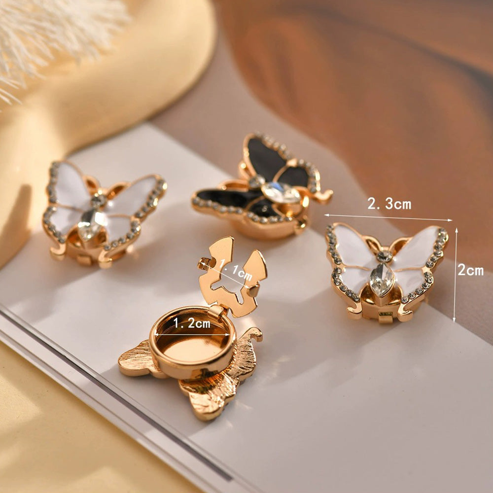 【ブラック】ちょうちょ 蝶々 バタフライ ボタンカバー かわいい 上品 メンズ レディース シャツ 鞄 帽子 小物 アクセサリー ギフト プレゼント パーティー