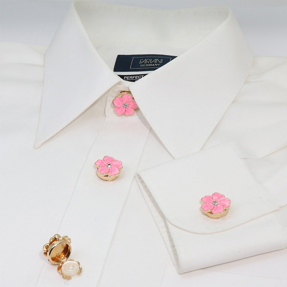【ピンク】お花 フラワー ボタンカバー かわいい 上品 メンズ レディース シャツ 鞄 帽子 小物 アクセサリー ギフト プレゼント パーティー 選べる カラー