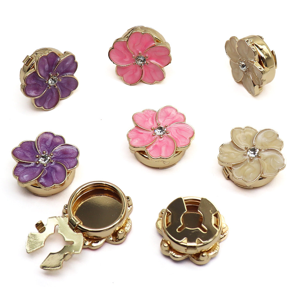 【パープル】お花 フラワー ボタンカバー かわいい 上品 メンズ レディース シャツ 鞄 帽子 小物 アクセサリー ギフト プレゼント パーティー 選べる カラー