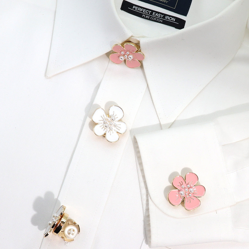【ホワイト】花型 フラワー ボタンカバー かわいい 上品 メンズ レディース シャツ 鞄 帽子 小物 アクセサリー ギフト プレゼント パーティー 選べる カラー