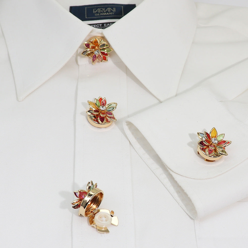【ワンポイントでぐっと華やか】カラフル フラワー 花 ボタンカバー メンズ レディース シャツ 鞄 帽子 小物 アクセサリー ギフト プレゼント パーティー