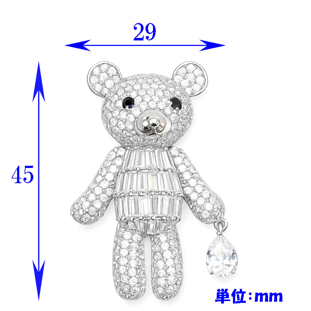 くま ブローチ キラキラ ストーン テディベア 涙チャーム 上品 かわいい レディース アクセサリー バッグ 帽子 ストール プレゼント ギフト
