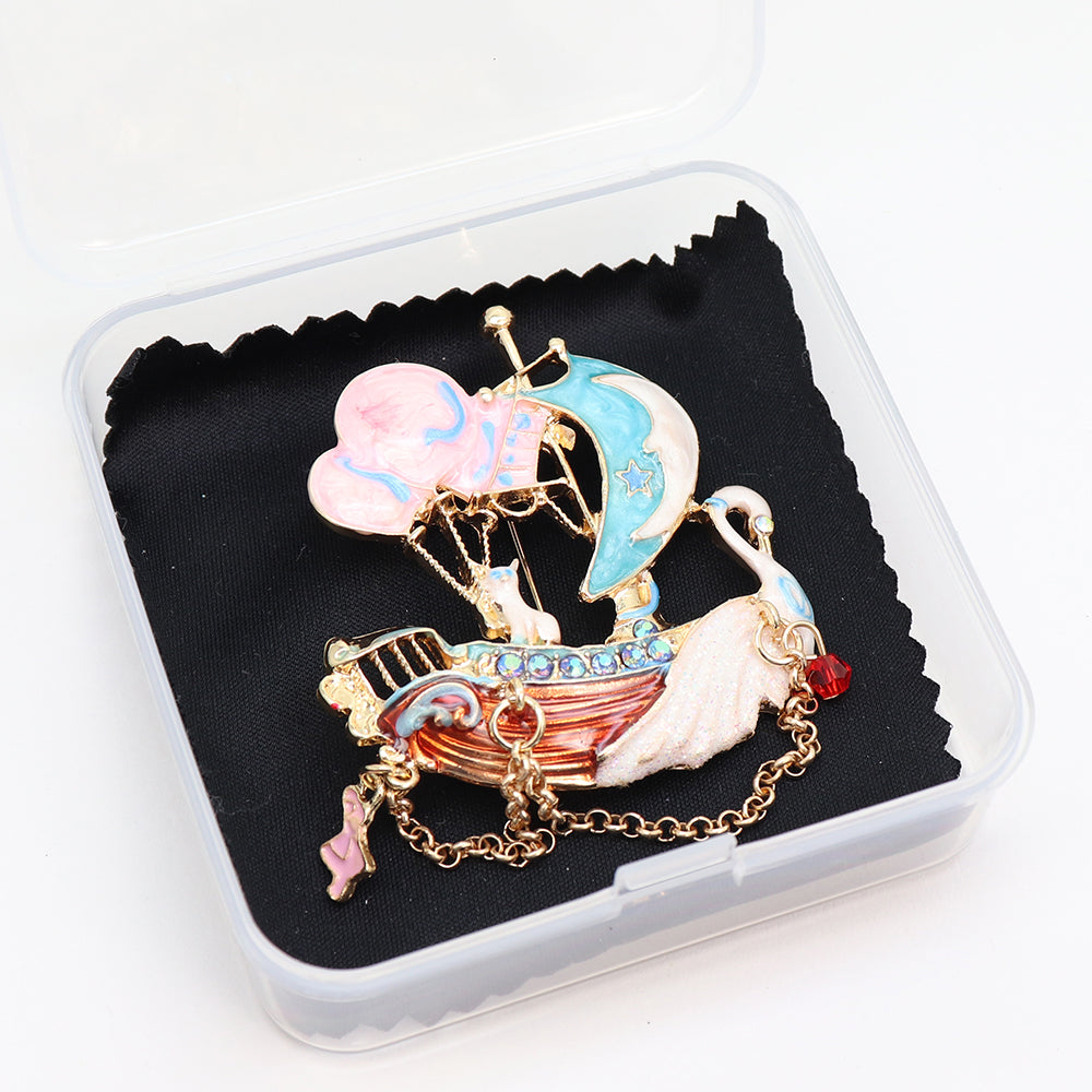 船 白鳥 メルヘン ブローチ 月 星 バルーン ファンタジー パステルカラー アクセサリー おしゃれ かわいい バッグ 帽子 ストール プレゼント ギフト