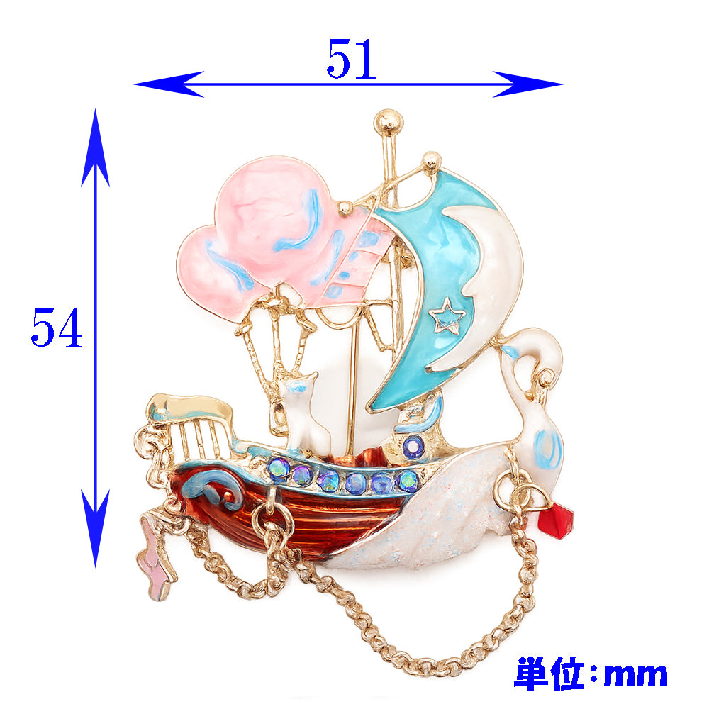 船 白鳥 メルヘン ブローチ 月 星 バルーン ファンタジー パステルカラー アクセサリー おしゃれ かわいい バッグ 帽子 ストール プレゼント ギフト