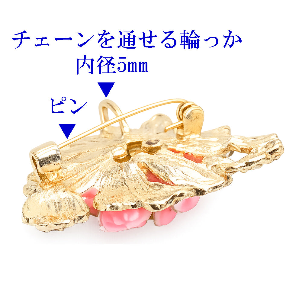 花 ブローチ ペンダント 2WAY 牡丹 ピンク フラワー パール風 エナメル調 ゴールド 華やか 上品 フォーマル アクセサリー バッグ 帽子 ストール プレゼント ギフト