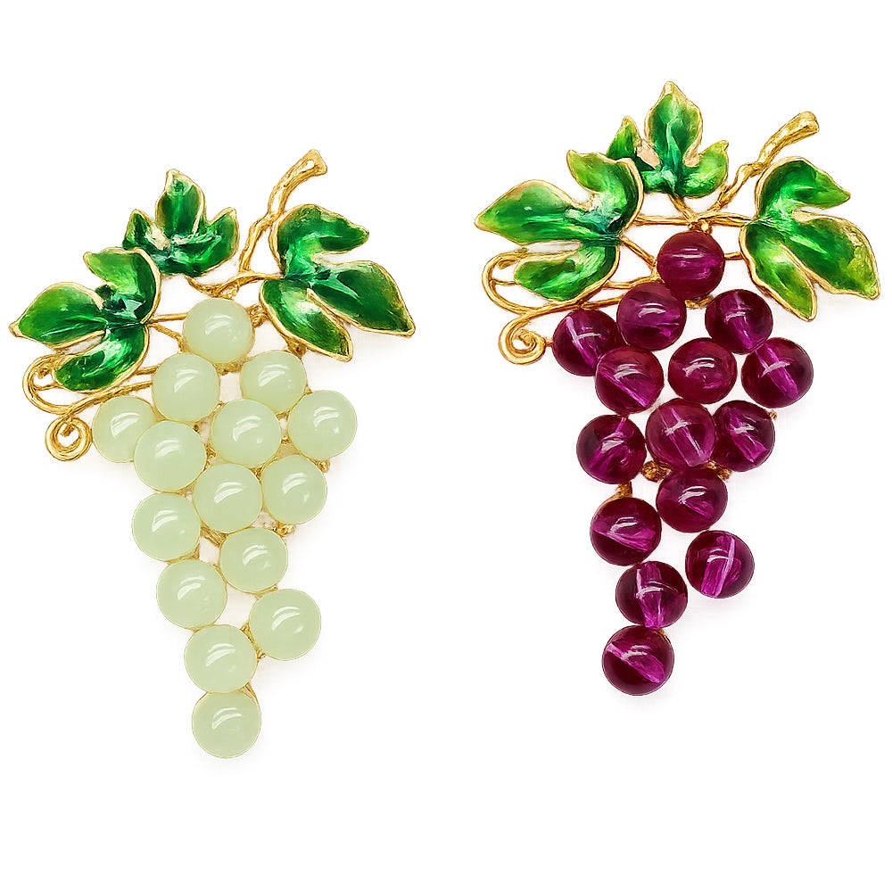 ぶどう ブローチ 葡萄 パープル フルーツ 果物 ゴールドカラー 大ぶり 上品 華やか アクセサリー バッグ 帽子 ストール プレゼント ギフト