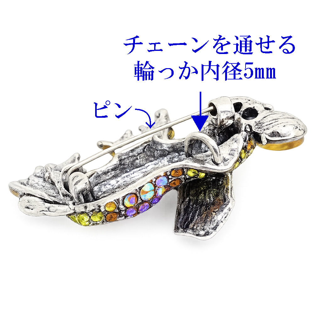 ゾウ ブローチ ペンダント 2WAY イエロー オレンジ ラインストーン 象 ネックレス対応 おしゃれ キラキラ アクセサリー バッグ 帽子 ストール プレゼント ギフト