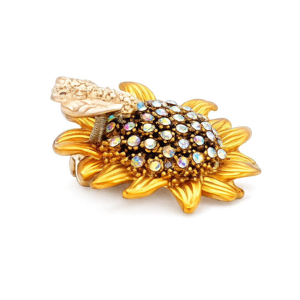ひまわり 蜂 ブローチ ペンダント 2WAY ゴールド フラワー 花 ビジュー ミツバチ アクセサリー おしゃれ かわいい バッグ 帽子 ストール プレゼント ギフト