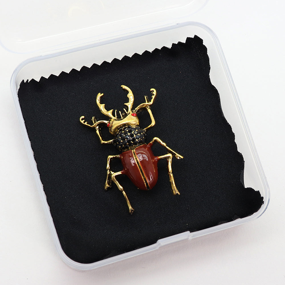 クワガタ ブローチ 昆虫 甲虫 ビートル ゴールドカラー アクセサリー 個性派 バッグ 帽子 ストール プレゼント ギフト 昆虫好き