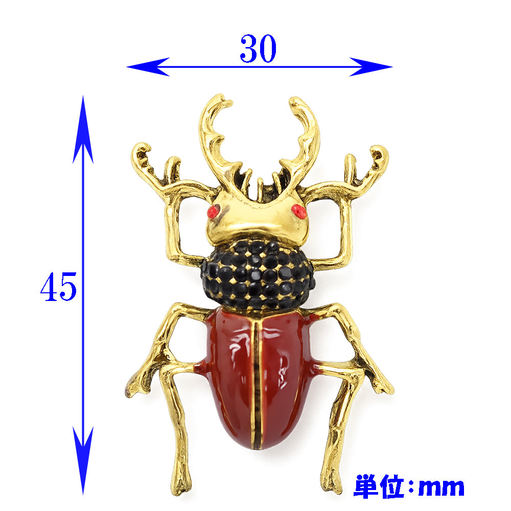 クワガタ ブローチ 昆虫 甲虫 ビートル ゴールドカラー アクセサリー 個性派 バッグ 帽子 ストール プレゼント ギフト 昆虫好き
