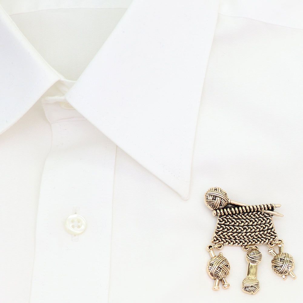 編み物 ブローチ 毛糸 玉編み かぎ針 編み針 ニット ハンドメイド モチーフ クラフト 手芸好き アンティークゴールド アクセサリー バッグ 帽子 ストール プレゼント ギフト