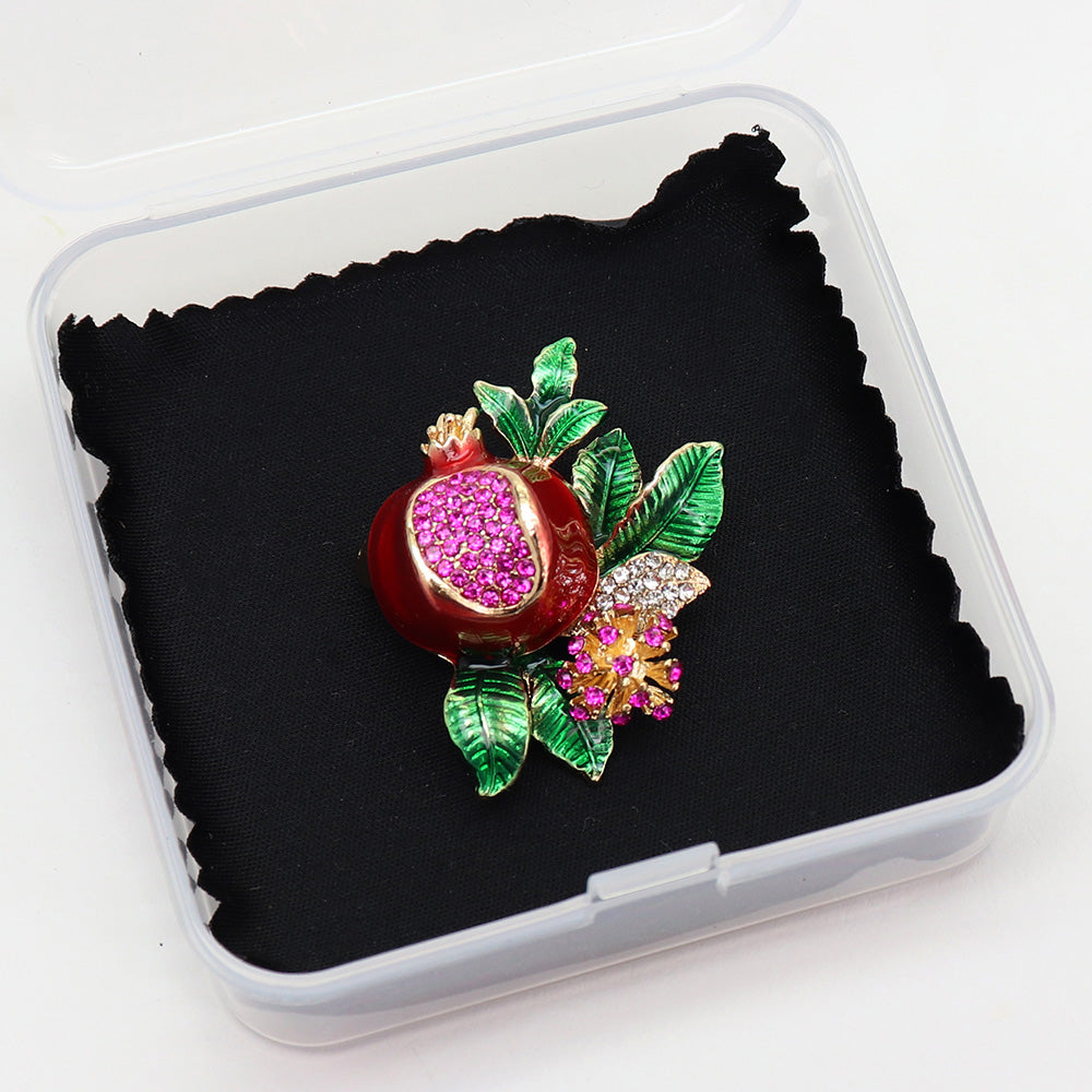ざくろ ブローチ ザクロ フルーツ 果実 植物 ボタニカル ラインストーン アクセサリー 華やか 上品 おしゃれ バッグ 帽子 ストール プレゼント ギフト