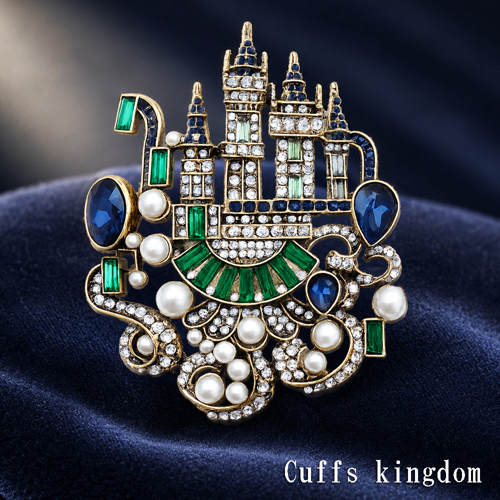 お城 ブローチ ペンダント 2WAY キャッスル ラインストーン アクセサリー ファンタジー 童話 プリンセス 大ぶり バッグ 帽子 ストール ギフト プレゼント