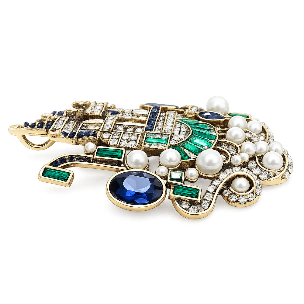 お城 ブローチ ペンダント 2WAY キャッスル ラインストーン アクセサリー ファンタジー 童話 プリンセス 大ぶり バッグ 帽子 ストール ギフト プレゼント