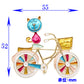 猫と 自転車 ブローチ ペンダント 2WAY ネコ かわいい アニマル アクセサリー サイクリング カラフル バッグ 帽子 ストール ギフト プレゼント 猫好き