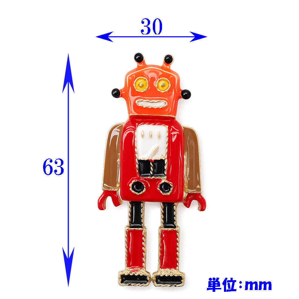 レトロ ロボット ブローチ 赤 エナメル風 アクセサリー 個性的 かわいい ユニーク レトロ ポップ 遊び心 バッグ 帽子 ストール プレゼント ギフト