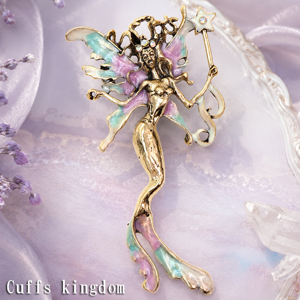 マーメイド ブローチ 人魚 妖精 フェアリー 星のステッキ 羽根 海 ゴールド アクセサリー ファンタジー 大きめ 個性的 バッグ 帽子 ストール プレゼント ギフト