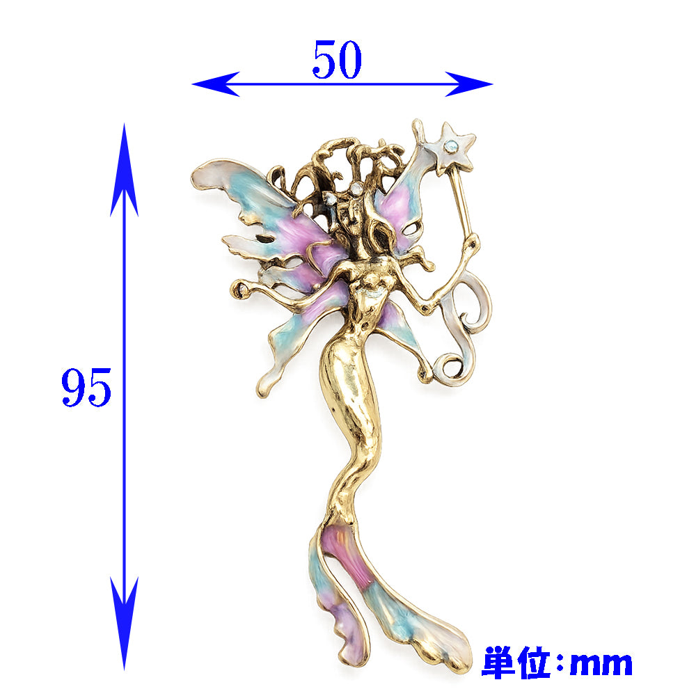 マーメイド ブローチ 人魚 妖精 フェアリー 星のステッキ 羽根 海 ゴールド アクセサリー ファンタジー 大きめ 個性的 バッグ 帽子 ストール プレゼント ギフト