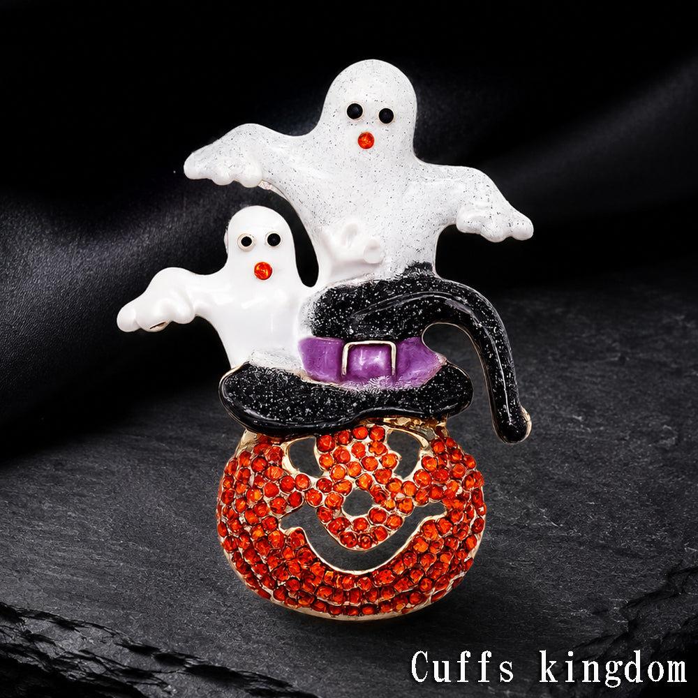 ハロウィン ブローチ おばけ ジャックオーランタン 魔女帽子 ゴースト ラインストーン アクセサリー かぼちゃ パンプキン イベント コスプレ バッグ 帽子 ストール ギフト