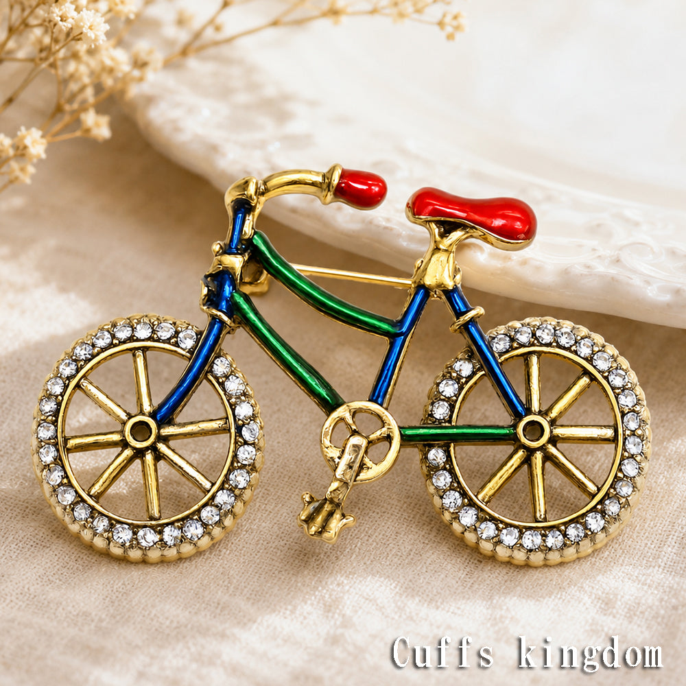 自転車 ブローチ ラインストーン アンティーク調 サイクリング ロードバイク おしゃれ かわいい バッグ 帽子 ストール プレゼント ギフト