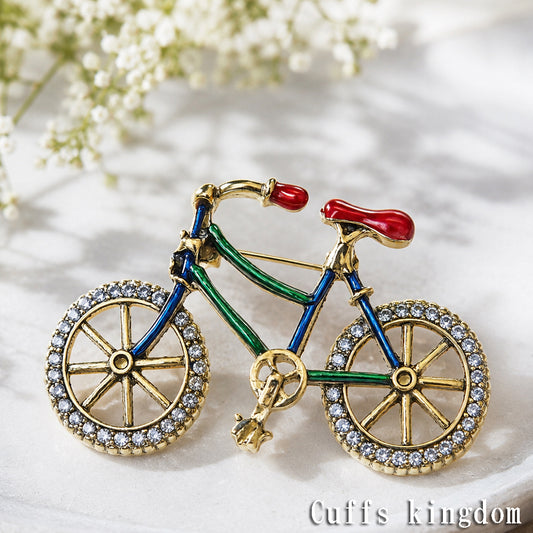 自転車 ブローチ ラインストーン アンティーク調 サイクリング ロードバイク おしゃれ かわいい バッグ 帽子 ストール プレゼント ギフト