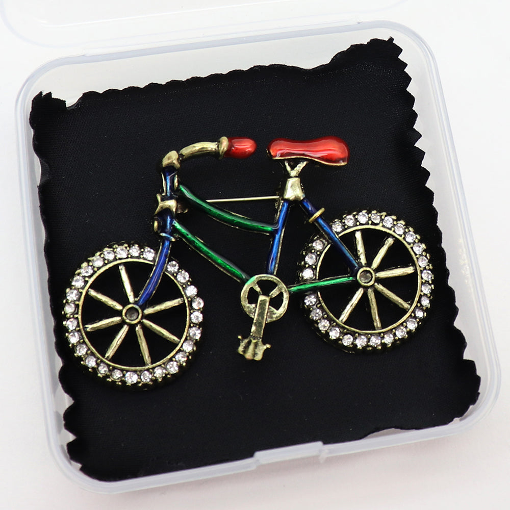自転車 ブローチ ラインストーン アンティーク調 サイクリング ロードバイク おしゃれ かわいい バッグ 帽子 ストール プレゼント ギフト