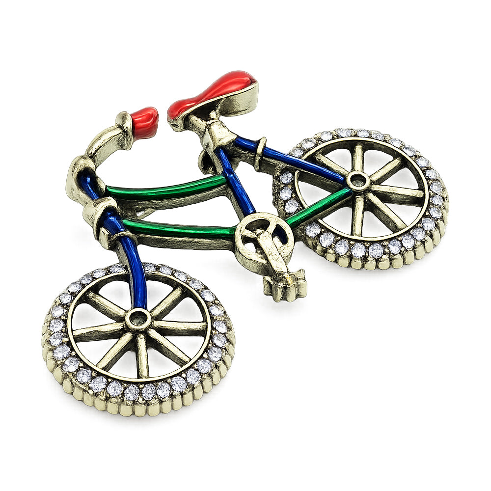 自転車 ブローチ ラインストーン アンティーク調 サイクリング ロードバイク おしゃれ かわいい バッグ 帽子 ストール プレゼント ギフト
