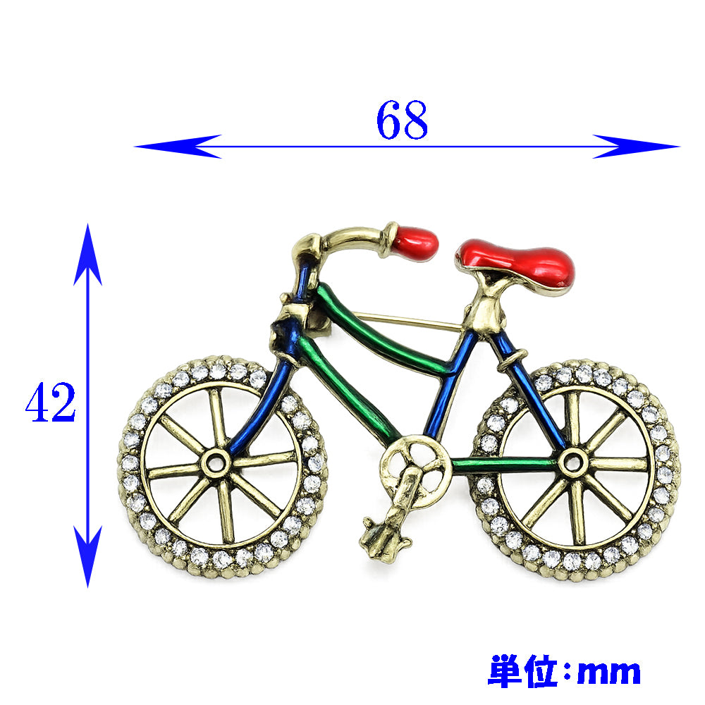 自転車 ブローチ ラインストーン アンティーク調 サイクリング ロードバイク おしゃれ かわいい バッグ 帽子 ストール プレゼント ギフト