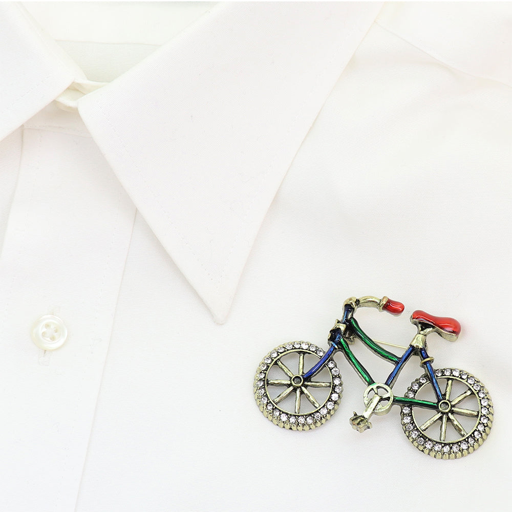 自転車 ブローチ ラインストーン アンティーク調 サイクリング ロードバイク おしゃれ かわいい バッグ 帽子 ストール プレゼント ギフト