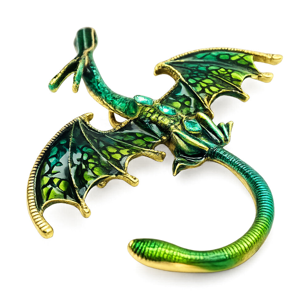 グリーン ドラゴン ブローチ ペンダント 2WAY 緑 龍 竜 ファンタジー アンティーク調 翼 神話 アクセサリー バッグ 帽子 ストール ギフト プレゼント