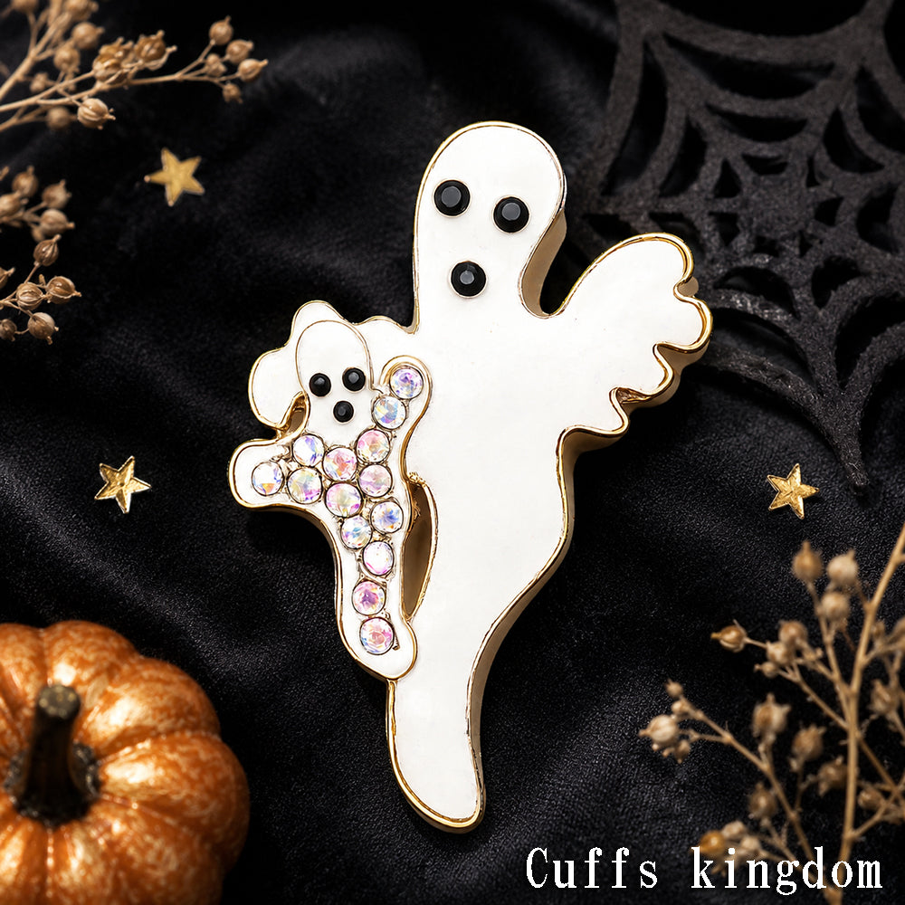 おばけ 親子 ブローチ ゴースト ハロウィン ラインストーン ホワイト かわいい アクセサリー 秋 イベント パーティー 個性的 バッグ 帽子 ストール プレゼント ギフト