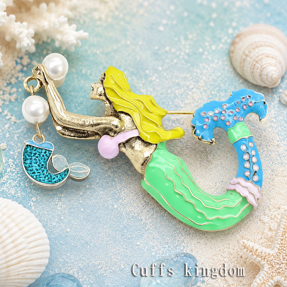 人魚 ブローチ マーメイド チャーム 海 アクセサリー 夏 マリン おしゃれ かわいい 個性的 ファンタジー 童話 バッグ 帽子 ストール プレゼント ギフト