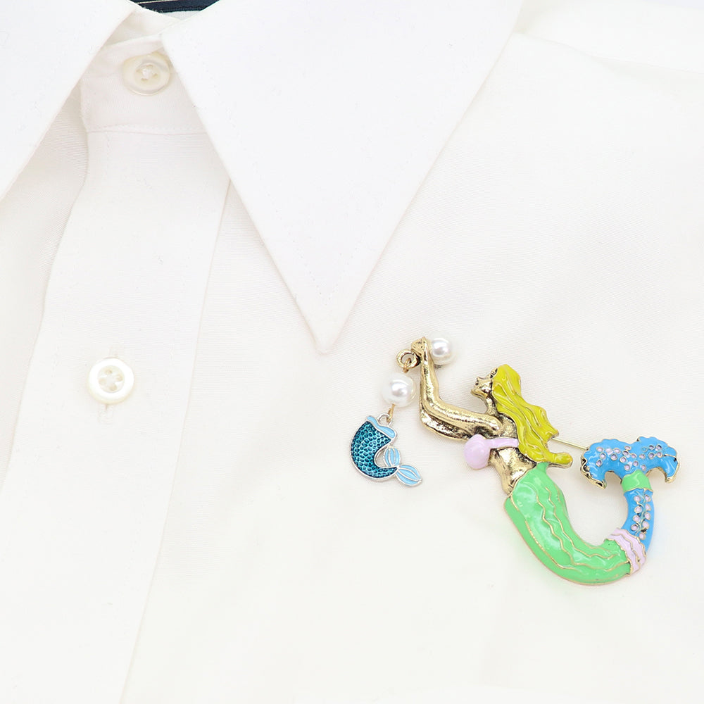 人魚 ブローチ マーメイド チャーム 海 アクセサリー 夏 マリン おしゃれ かわいい 個性的 ファンタジー 童話 バッグ 帽子 ストール プレゼント ギフト
