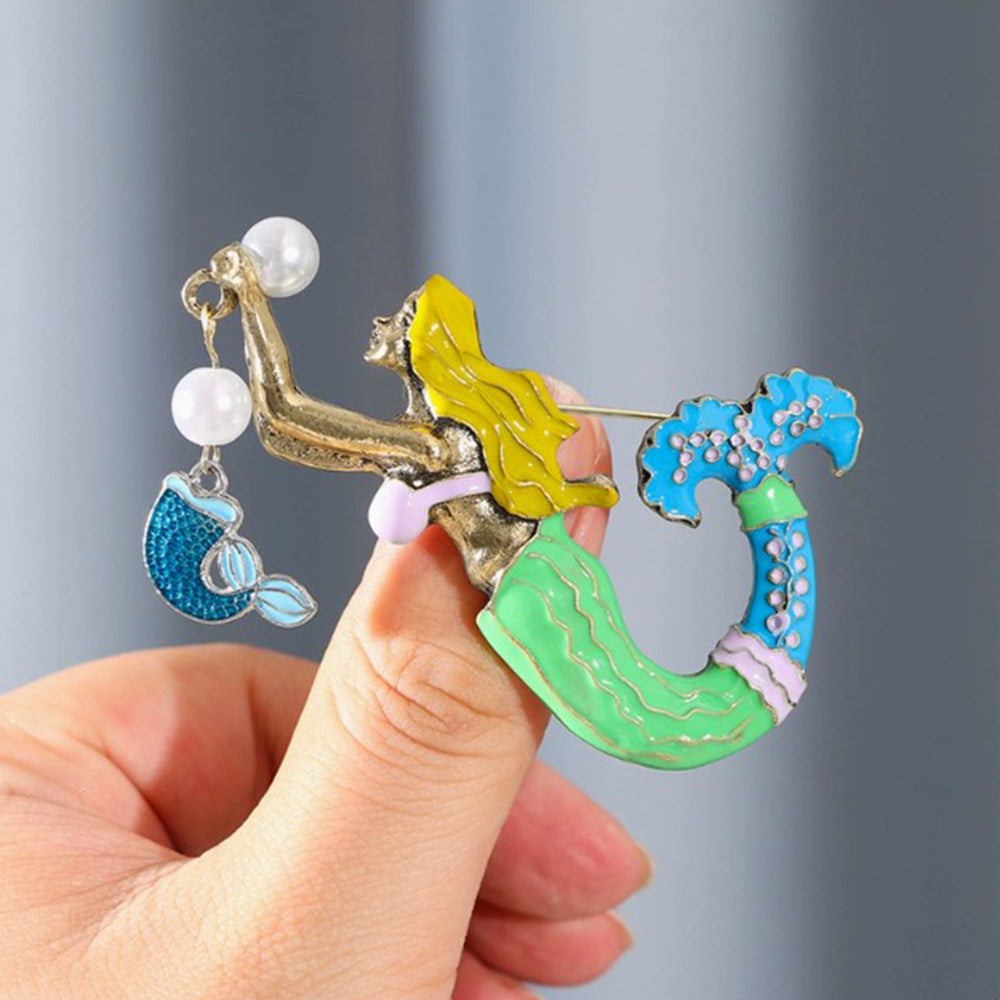 人魚 ブローチ マーメイド チャーム 海 アクセサリー 夏 マリン おしゃれ かわいい 個性的 ファンタジー 童話 バッグ 帽子 ストール プレゼント ギフト