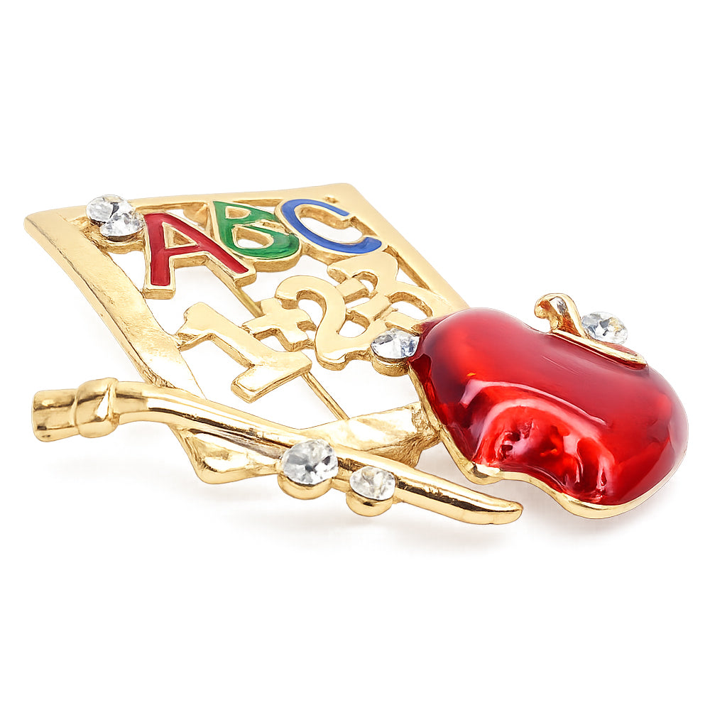 スクール モチーフ ブローチ 学校 ABC 数字 りんご 筆記具風 先生 保育士 教師 レディース アクセサリー 個性的 ユニーク かわいい プレゼント ギフト