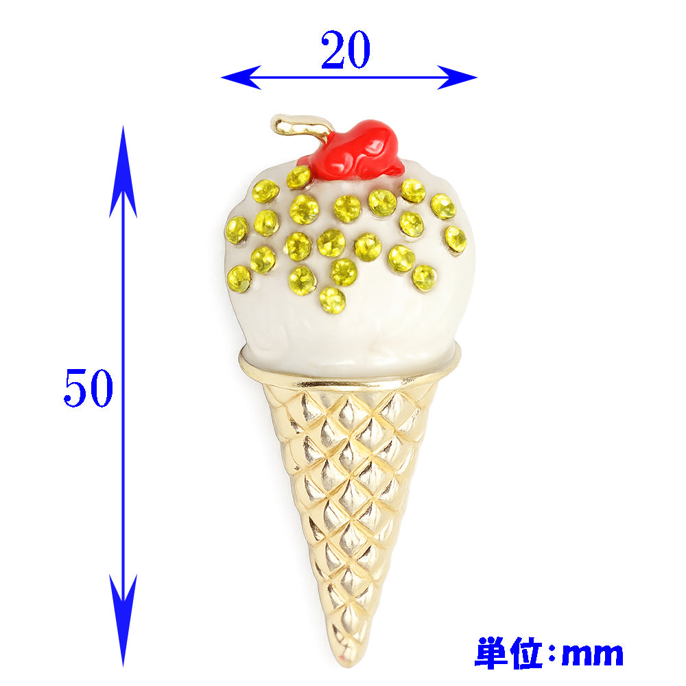 アイスクリーム ブローチ コーン チェリー スイーツ ラインストーン かわいい アクセサリー 個性的 ユニーク 食べ物 おしゃれ プレゼント ギフト