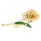 フラワー ブローチ 花 ひまわり たんぽぽ ゴールド グリーン 葉っぱ おしゃれ 上品 可愛い 植物 アクセサリー きれいめ ナチュラル プレゼント ギフト