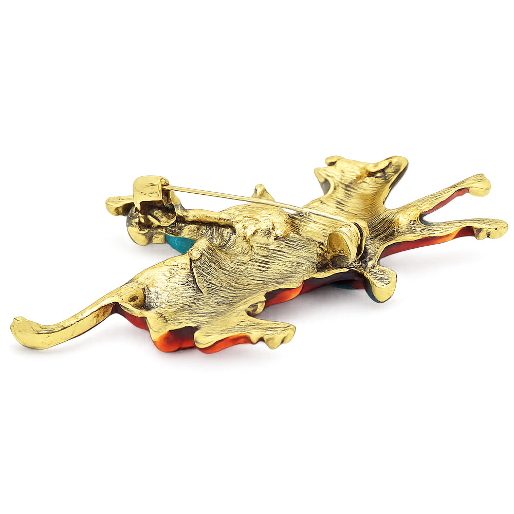 ロデオ ブローチ カウボーイ 暴れ牛 レッド ゴールド 牛 ウエスタン 個性的 ユニーク アクセサリー おしゃれ バッグ 帽子 ストール プレゼント ギフト