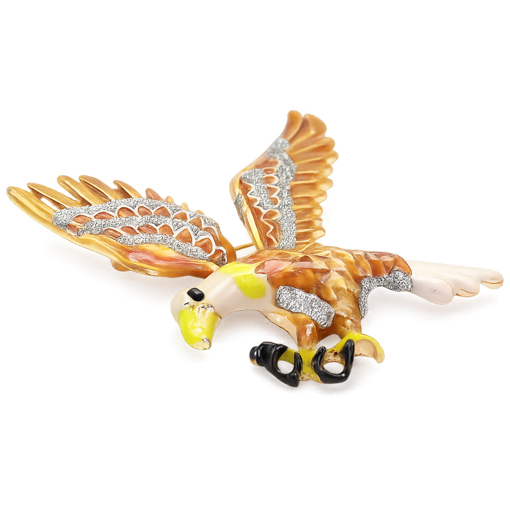 タカ ブローチ 鷹 猛禽類 鳥 羽 翼 羽ばたき ゴールド アクセサリー 個性的 かっこいい おしゃれ バッグ 帽子 ストール プレゼント ギフト