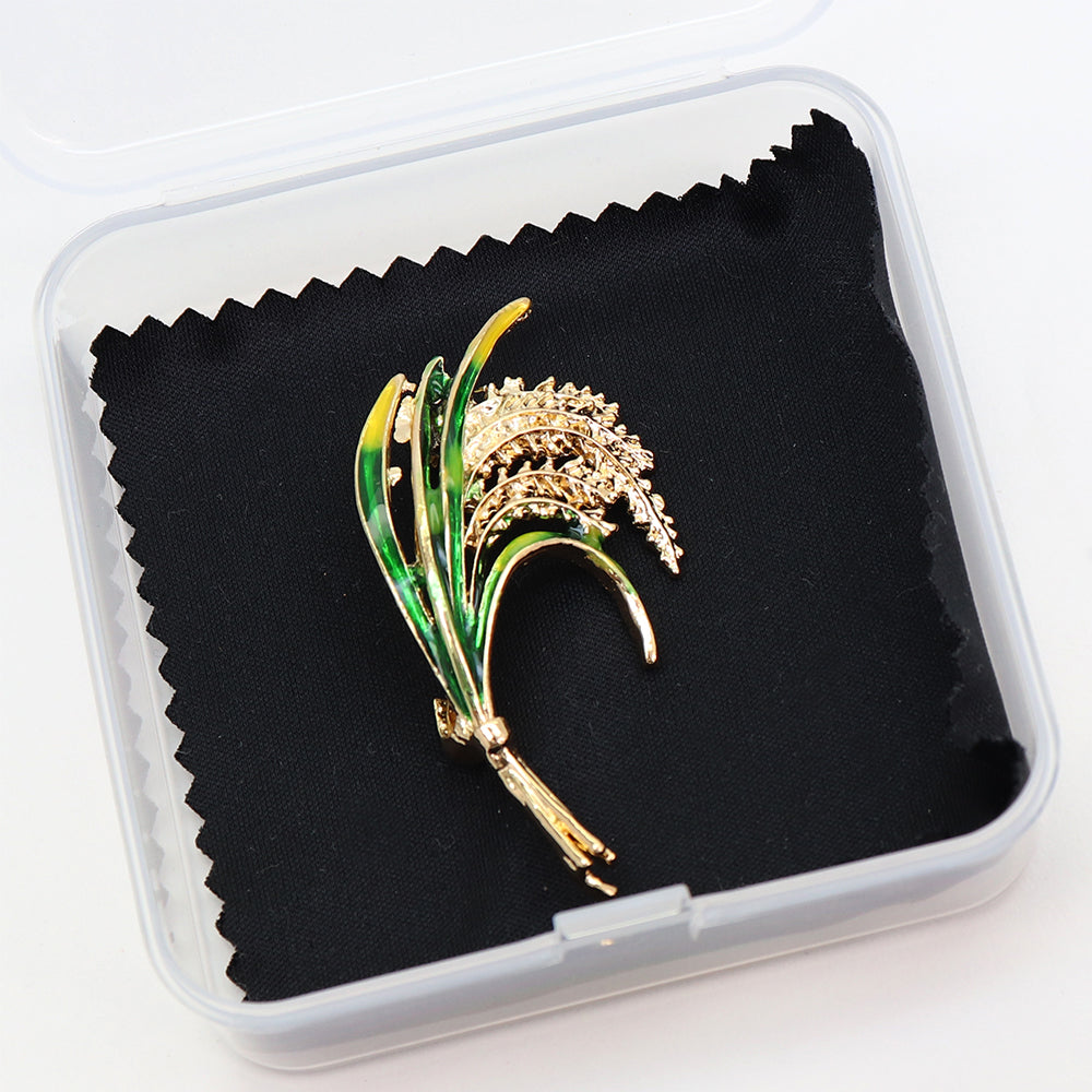 小麦 の 穂 ブローチ 稲穂 リーフ 植物 草花 ボタニカル ゴールド グリーン アクセサリー 上品 華やか ナチュラル バッグ 帽子 ストール プレゼント ギフト