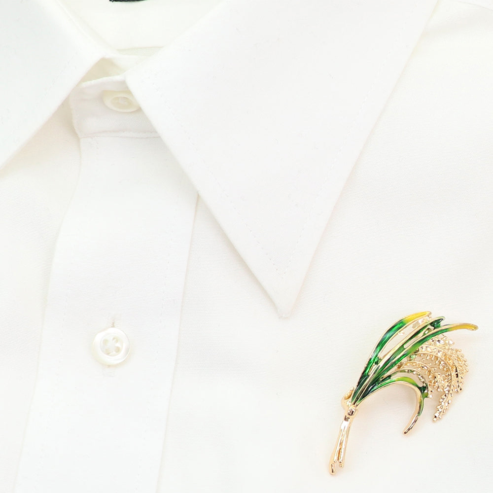 小麦 の 穂 ブローチ 稲穂 リーフ 植物 草花 ボタニカル ゴールド グリーン アクセサリー 上品 華やか ナチュラル バッグ 帽子 ストール プレゼント ギフト