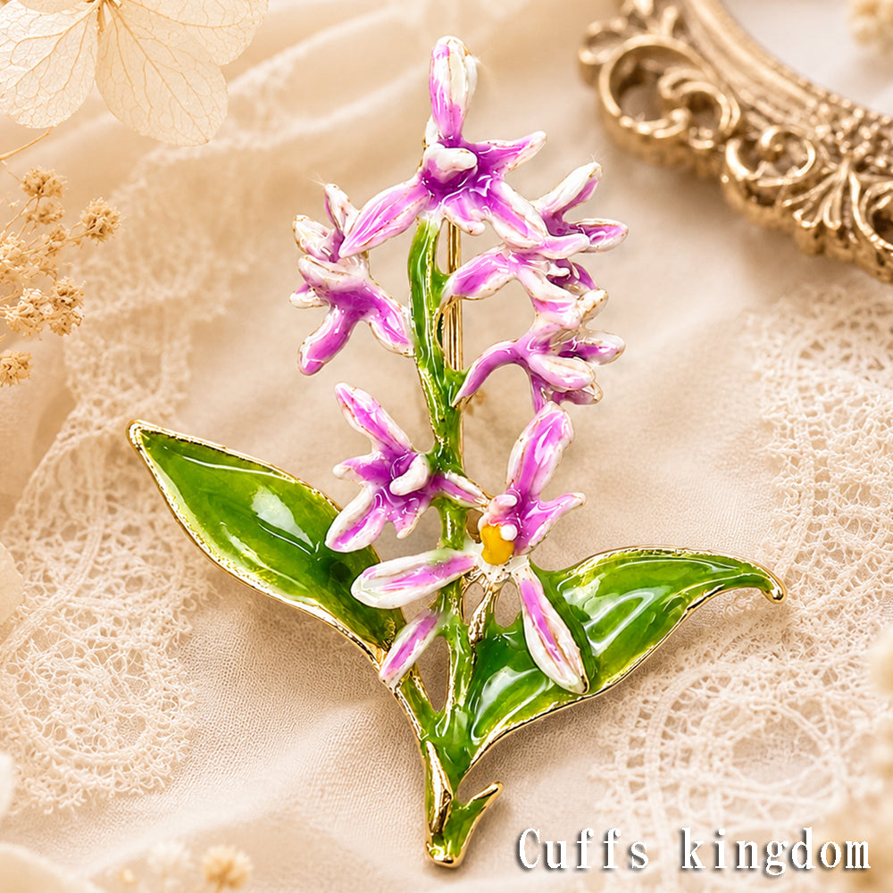 フラワー ピンク パープル ブローチ 花 植物 リーフ アクセサリー 華やか 上品 ボタニカル かわいい バッグ 帽子 ストール プレゼント ギフト