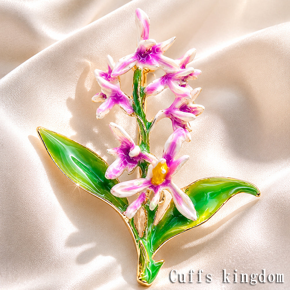 フラワー ピンク パープル ブローチ 花 植物 リーフ アクセサリー 華やか 上品 ボタニカル かわいい バッグ 帽子 ストール プレゼント ギフト