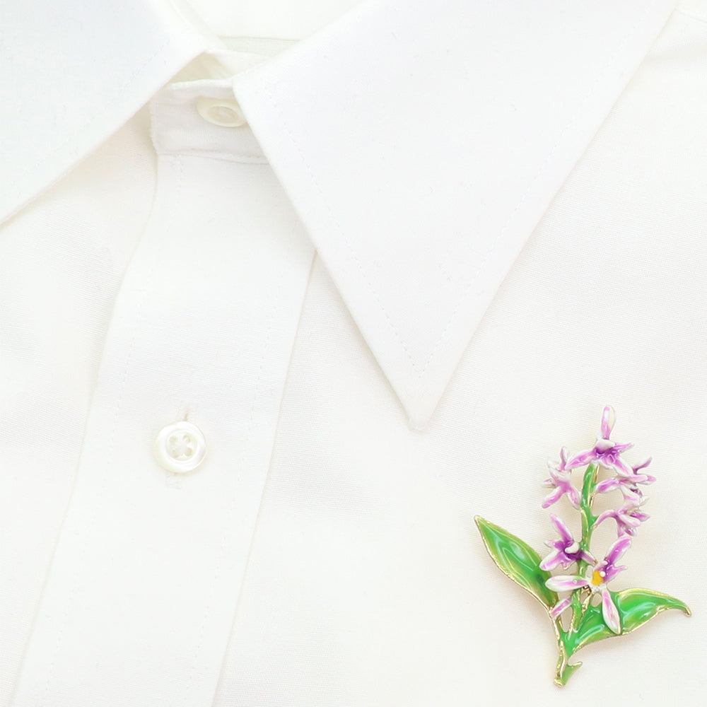 フラワー ピンク パープル ブローチ 花 植物 リーフ アクセサリー 華やか 上品 ボタニカル かわいい バッグ 帽子 ストール プレゼント ギフト