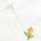 フラワー オレンジ ブローチ 花 植物 リーフ アクセサリー 華やか 上品 ボタニカル かわいい バッグ 帽子 ストール プレゼント ギフト